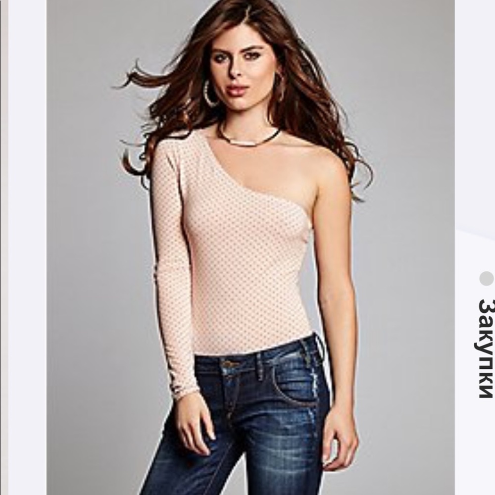 New Guess Polka Dot one Shoulder Bodysuit Top S